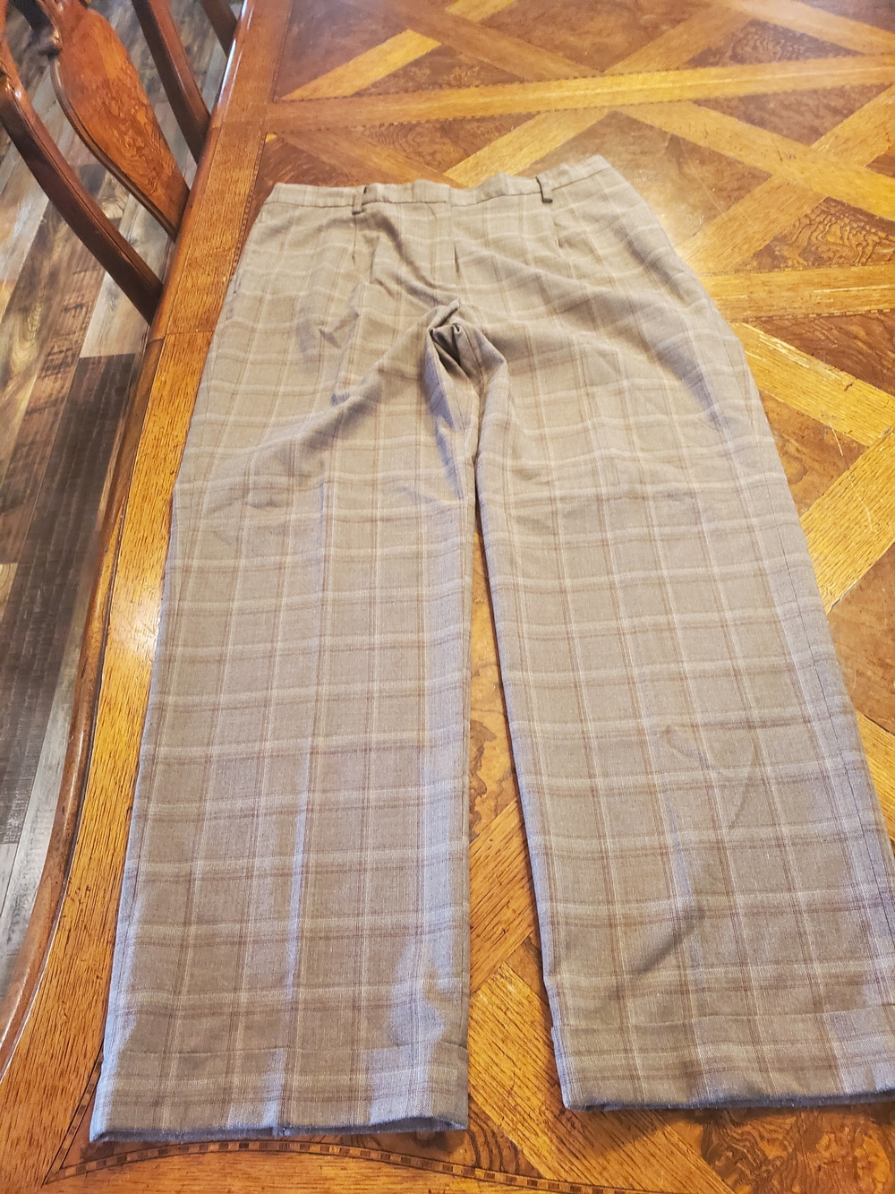 Larry Levine Women Stretch SPT 16W Plaid Wide-Leg Dress Pants